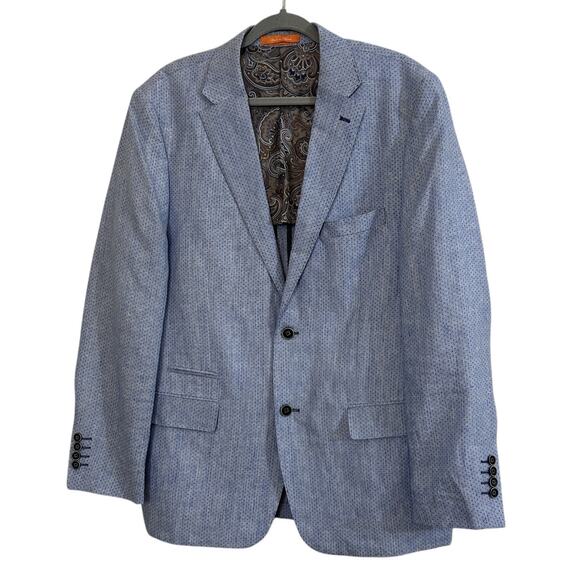 Nautical Linen Blazer Blue Birdseye Sports Coat Sz‎ XL Preppy Nautical Swiss Dot - Picture 1 of 13